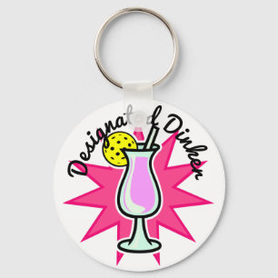 Pickleball Designated Dinker - Pink Cocktail Keychain