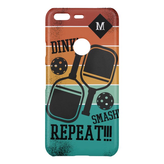 Pickleball Dink Smash Repeat Retro Personalized Uncommon Google Pixel Case (Back)