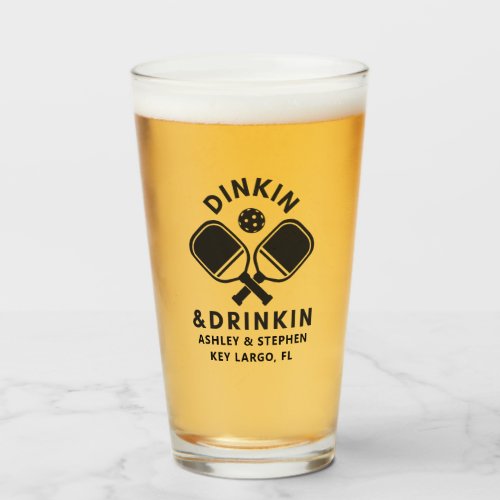 Pickleball Dinkin  Drinkin Pint Glass