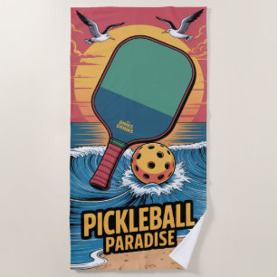 Pickleball Dinks & Drinks Beach Vibe Graphic Towel