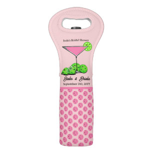 Pickleball Dinks & Drinks Cosmo Pink Cocktail  Wine Bag
