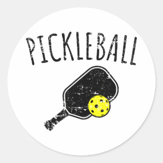 Pickleball distressed design  classic round sticker