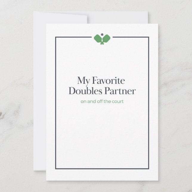 Pickleball Doubles Partner Card | Navy Green (Front)