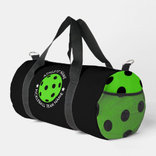 Pickleball Drawing with Custom Sports Name - lime Duffle Bag