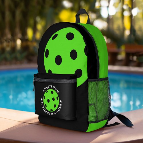 Pickleball Drawing with Custom Sports Name _ lime Printed Backpack