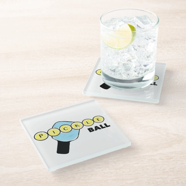 Pickleball Drink coasters glass (Angled)