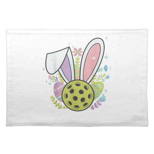 Pickleball Easter T-Shirt Cloth Placemat (Front)