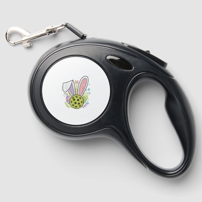 Pickleball Easter T-Shirt Retractable Pet Leash (Front)