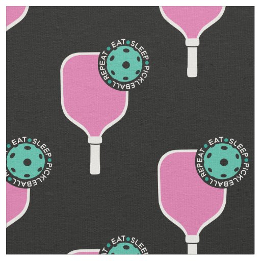 Pickleball: eat sleep, pickleball,  pink, green fabric
