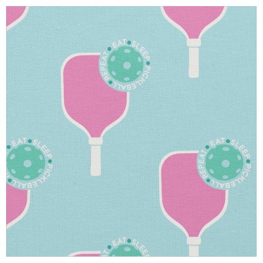 Pickleball: eat sleep, pickleball,  pink, mint fabric
