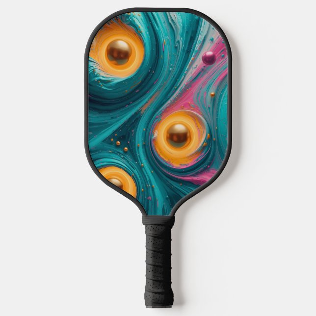 Pickleball Energy Swirl – Abstract Motion Poster Carbon Fiber Pickleball Paddle (Front)