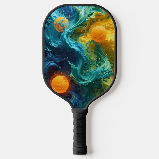 Pickleball Energy Swirl – Abstract Motion Poster Carbon Fiber Pickleball Paddle (Front)