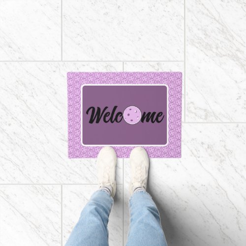 Pickleball Entryway Lavender and White Welcome Doormat