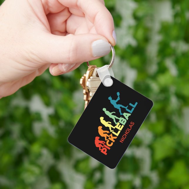 Pickleball Evolution Funny Custom Name  Keychain (Hand)