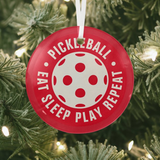Pickleball fan glass Christmas tree ornament gift (Insitu)