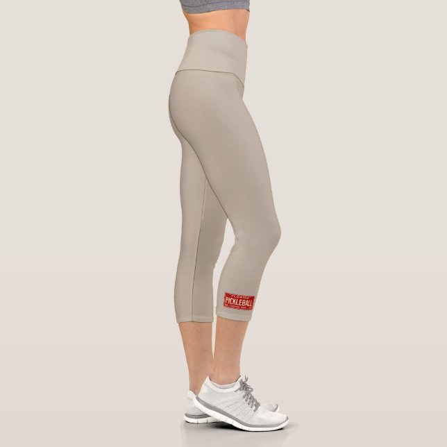 Pickleball Fan | Sand Retro Florida License Plate Capri Leggings (Right)