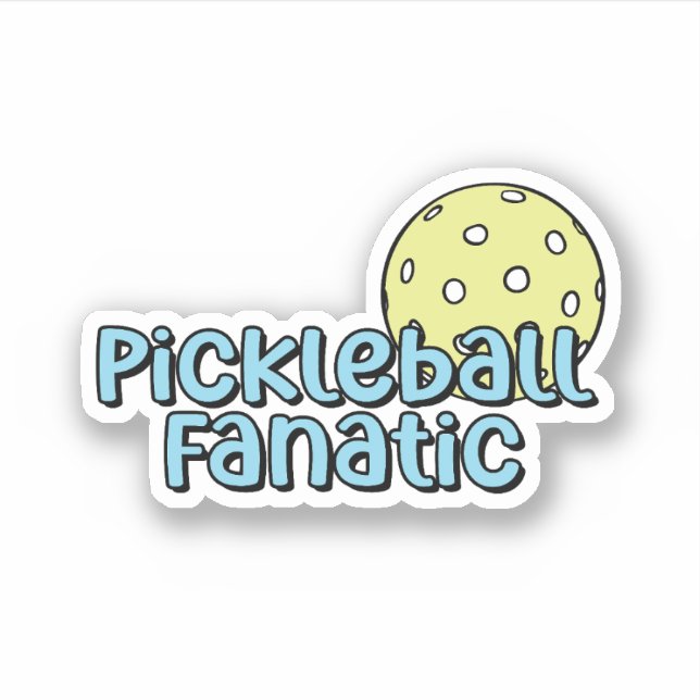 Pickleball Fanatic | Blue and Yellow Pickleball Sticker (Front)