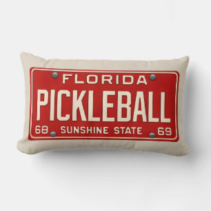 Pickleball Fanatic - Retro Florida License Plate Lumbar Pillow