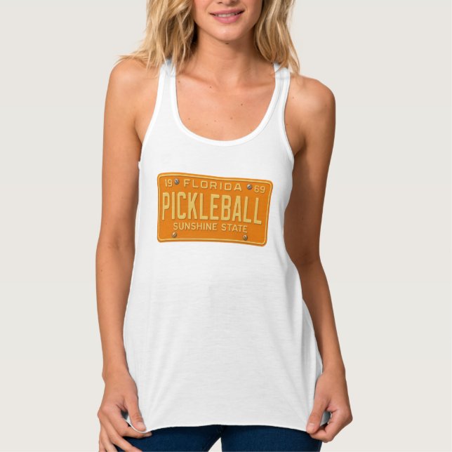 Pickleball Fanatic - Retro Florida License Plate Tank Top (Front)