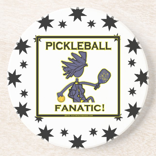 Pickleball Fanatic Sandstone Coaster (Front)
