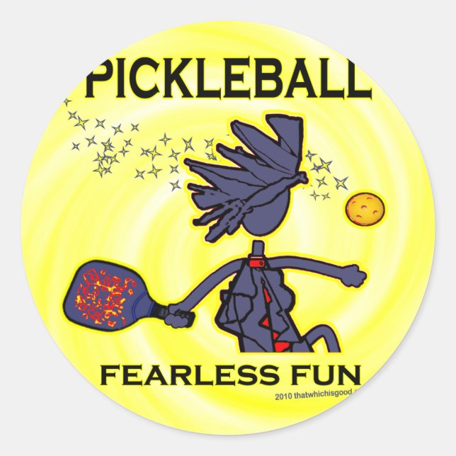 Pickleball Fearless Fun Classic Round Sticker (Front)