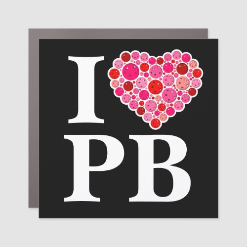 Pickleball Filled Heart Pink and Red I Heart PB Car Magnet