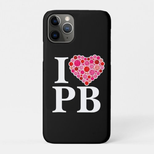 Pickleball Filled Heart Pink and Red I Heart PB iPhone 11 Pro Case