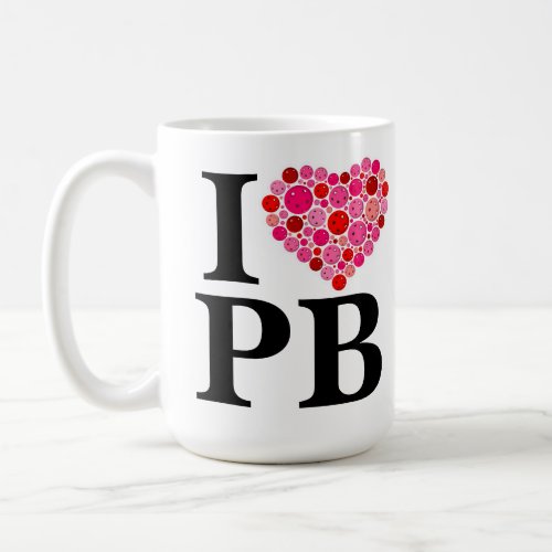 Pickleball Filled Heart Pink and Red I Heart PB Coffee Mug
