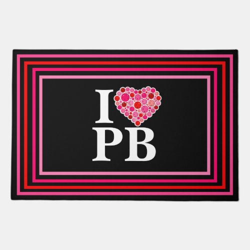 Pickleball Filled Heart Pink and Red I Heart PB Doormat