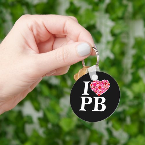 Pickleball Filled Heart Pink and Red I Heart PB Keychain