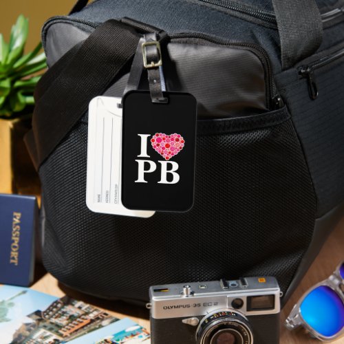 Pickleball Filled Heart Pink and Red I Heart PB Luggage Tag