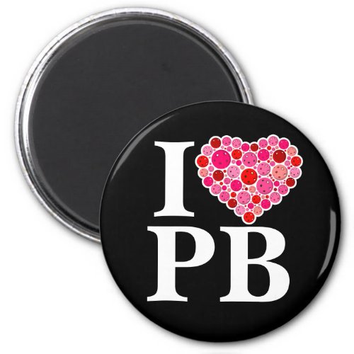 Pickleball Filled Heart Pink and Red I Heart PB Magnet