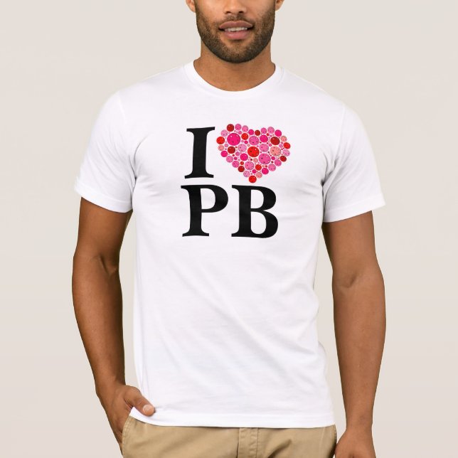 Pickleball Filled Heart Pink and Red I Heart PB T-Shirt (Front)