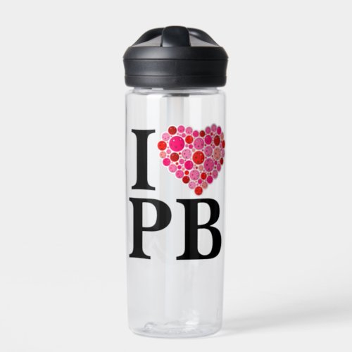 Pickleball Filled Heart Pink and Red I Heart PB Water Bottle