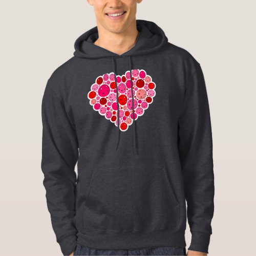 Pickleball Filled Heart Pink and Red Love Hoodie