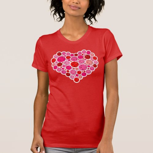 Pickleball Filled Heart Pink and Red Love T_Shirt