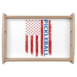 Pickleball Flag - Playing Paddleball Pickleball Am Serving Tray