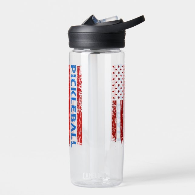 Pickleball Flag - Playing Paddleball Pickleball Am Water Bottle (Left)