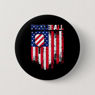Pickleball flag with paddle for patriotic players button