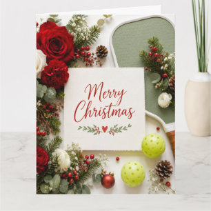 Pickleball Floral Greeting Card Elegant Holiday
