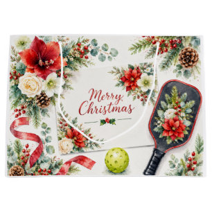 Pickleball Floral Large Gift Bag   Elegant Holiday