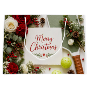 Pickleball Floral Large Gift Bag   Elegant Holiday