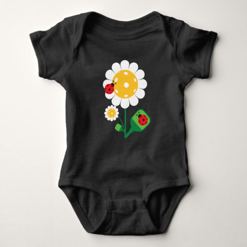 Pickleball flower with pickleball ladybirds baby bodysuit