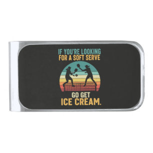 Pickleball for Men Women Silver Finish Money Clip