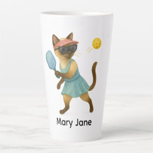 Pickleball for Siamese cat lovers Latte Mug