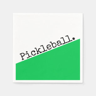PICKLEBALL Fun Bright Green White Color Block Napkins