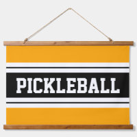 PICKLEBALL Fun Bright Orange Black White Stripes