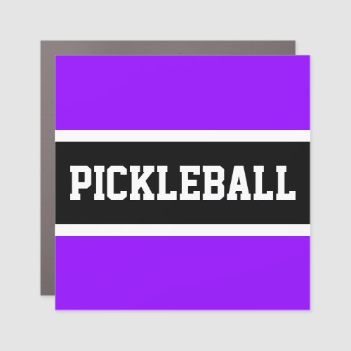 PICKLEBALL Fun Bright Purple White Black Stripes Car Magnet