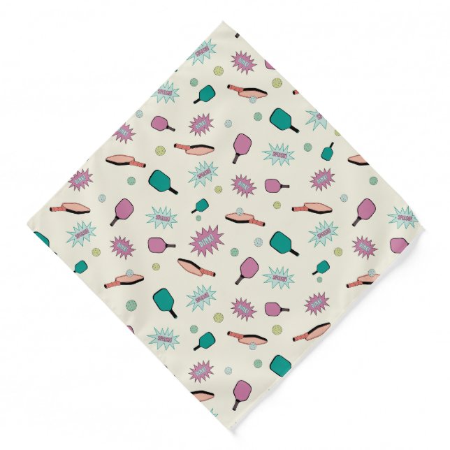 Pickleball! Fun Colorful Pattern Bandana (Front)