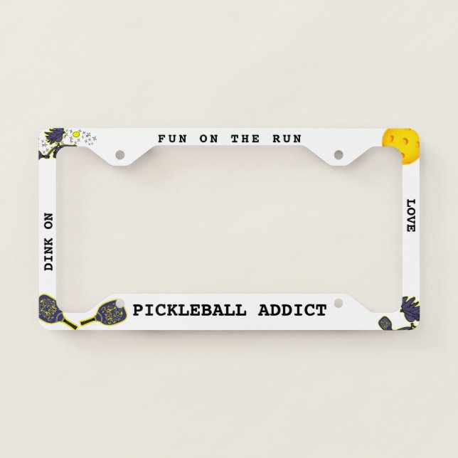 Pickleball Fun on The Run License Plate Frame (Front)